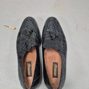 Black Crocodile Pattern Men's Shoes